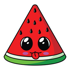 Kawaii Watermelon Slice with Googly Eyes and Tongue