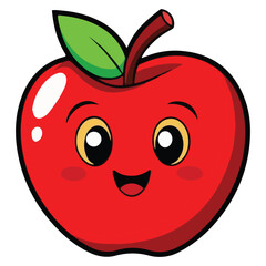 Cheerful Cartoon Apple with Smiling Face