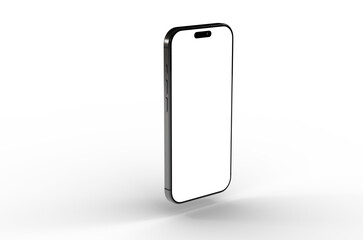 High-quality photo of a modern smartphone with a blank screen, perfect for app presentations or website mockups.  Clean and minimalist design.