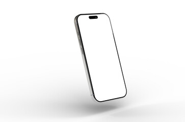 High-quality photo of a modern smartphone with a blank screen, perfect for app presentations and website mockups.  Clean, minimalist design.