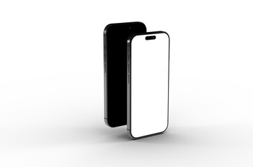 High-quality image of two smartphones, perfect for app presentations and website designs.  Clean, modern look.