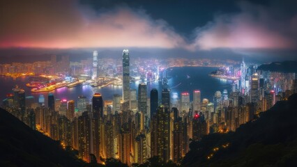 Fototapeta premium Hong Kong cityscape at night