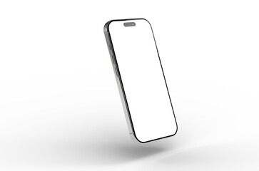 High-quality photo of a modern smartphone with a blank screen, perfect for app presentations or website mockups. Isolated on white background.