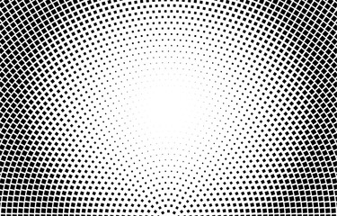 Black and White Halftone Radial Gradient Background.