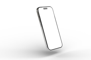 High-quality image of a modern smartphone with a blank screen, perfect for app presentations or website mockups.  Clean, minimalist design.