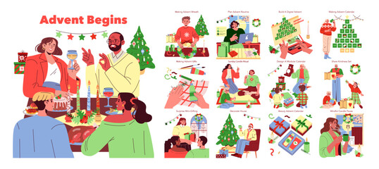 Festive Advent Preparation Vector Illustration for Holidays