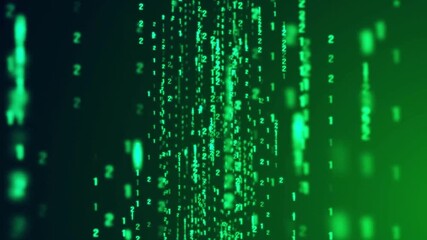 Digital background, binary code black and green background with digits moving on screen, Concept of digital age. Algorithm binary, data code, - Powered by Adobe