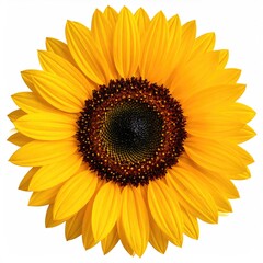 Fototapeta premium Vibrant yellow sunflower, isolated on white