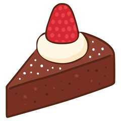 Kladdkaka Swedish chocolate cake flat color vector illustration template design