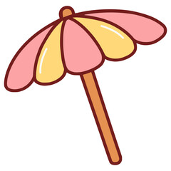 beach umbrella hot sun flat color vector illustration template design