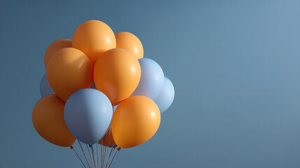 Orange balloon blue balloon cluster floating celebration party cheerful sky background