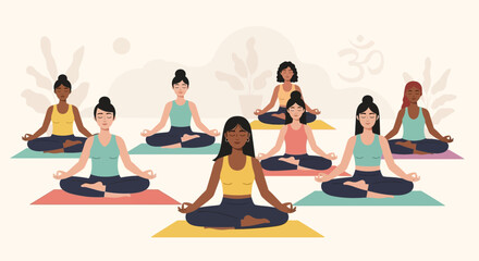 Diverse Women Practicing Yoga and Meditation for Wellness and Inner Peace