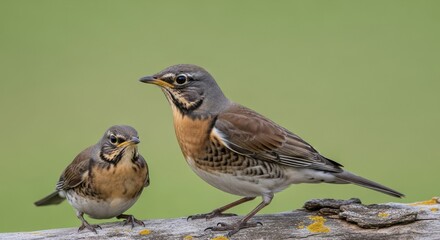 Charming Thrushes Resting: A Portrait of Wildlife Family Bonding Moment