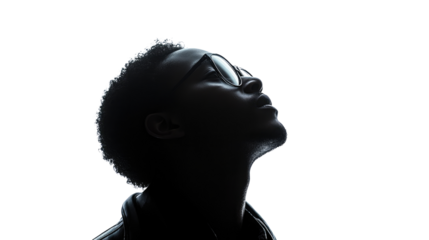 black silhouette of woman isolated on a white or transparent background