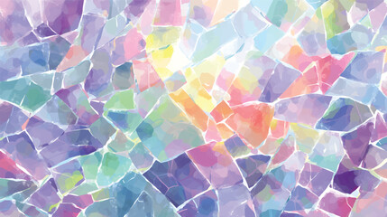 A colorful abstract mosaic pattern with soft pastel shades, featuring fragmented shapes and a watercolor effect