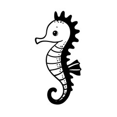 Fototapeta premium Seahorse. Seahorse simple black and white line art vector logo