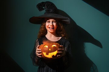 Girl is celebrating Halloween