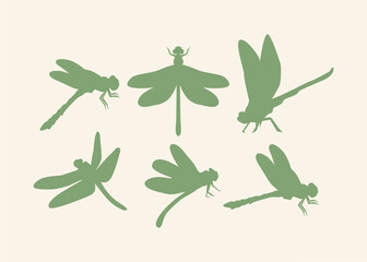 Dragonfly Silhouette Illustration Collection – Elegant Insect Design Set
