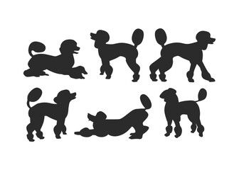 Poodle Dog Silhouette Collection Elegant Pet Vector Set
