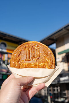the famous ten yen cheese pancake in Yufu