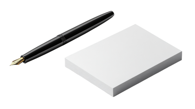 fountain pen and notebook isolated on a white or transparent background