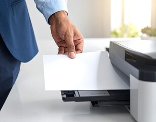 Businessman printing a document