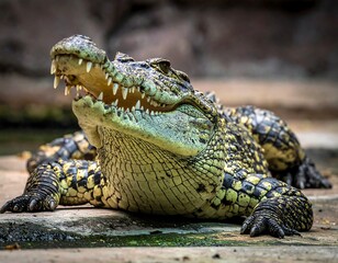 Obraz premium Croc in a zoo enclosure