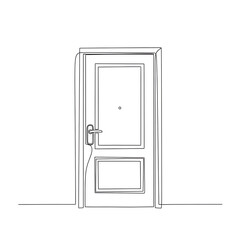 Naklejka premium Continuous line drawing of a simple interior door 