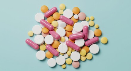 Pills on a blue background