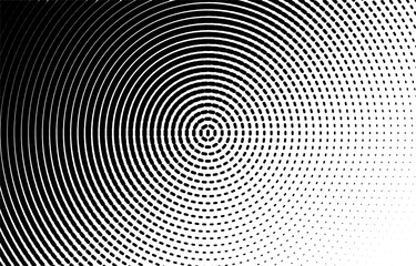 Concentric Circles Halftone Pattern Black and White.