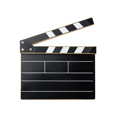 Fototapeta premium Movie clapperboard for film production and creative storytelling on a transparent background, cut out