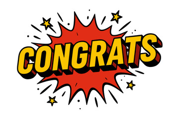 Congratulations comic icon set. celebrate achievements with fun, colorful comic icons