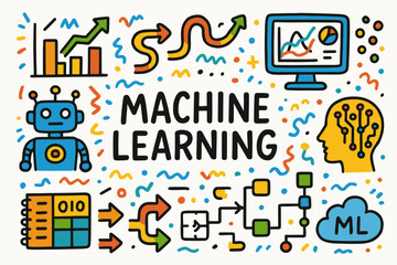 Machine learning line icon set. ai, robotics, data science, analytics symbols