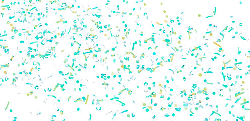 Colorful confetti background perfect for celebrations, parties, and festive designs.  Bright teal and gold.