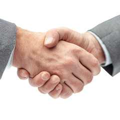 Professional handshake symbolizing agreement and collaboration on a transparent background, cut out