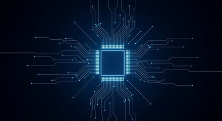 Central Microprocessor Concept with Glowing Wiring