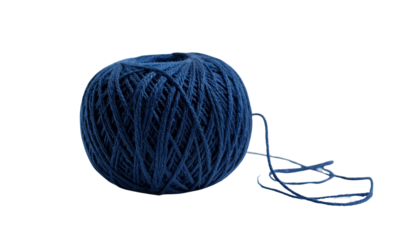 Balls of dark blue yarn a tangle of thread and twine for knitting and other hobbies Isolated On White Background