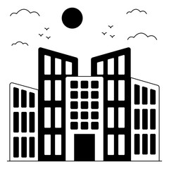 A trendy design icon of commercial building