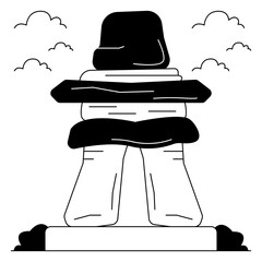 A solid  design icon of inukshuk
