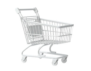 White shopping cart, angled view, simple design