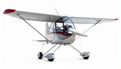 Single-engine aircraft white background—light flight, freedom, and precision in motion.