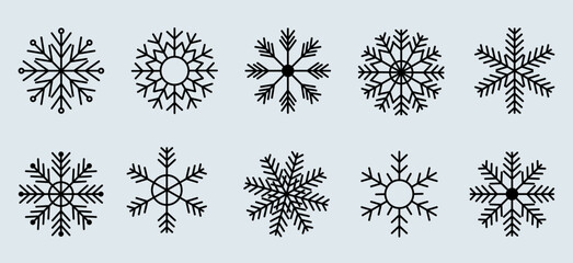 Set of Snowflakes Christmas design. Snowflakes icons. Snowflakes template. Snow winter. Nice element for Christmas banner, cards. Vector illustration