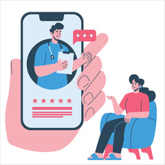 Illustration of an Telemedicine online doctor consultation