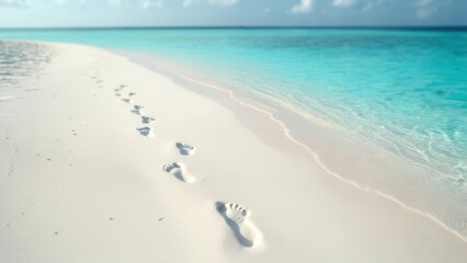 Footprints on a pristine beach