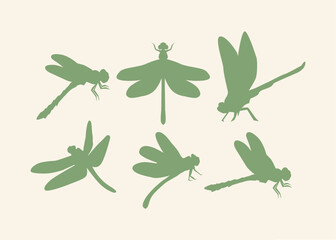 Dragonfly Silhouette Illustration Collection – Elegant Insect Design Set
