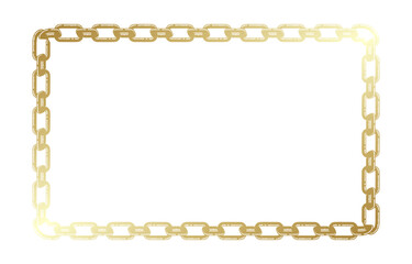 Golden Chain Frame on White Background.