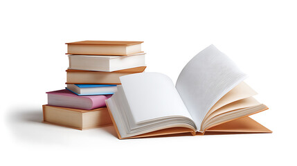 Stack of books isolated on white background. Education, learning, and study concept. 3D render illustration.