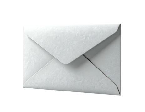 Blank white envelope angled, textured surface