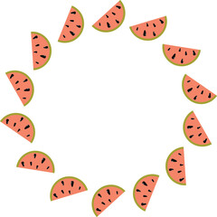 A frame with juicy watermelon slices. Vector cartoon illustration on a white background.