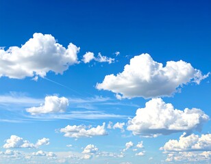 Clouds scattered across a vibrant blue sky